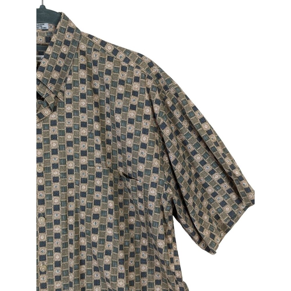 Burma Bibas 60 Singles Cotton Lawn Shirt Men Size M Green Check Pattern Cotton - Picture 2 of 11